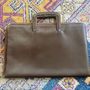 Unmarked genuine leather vintage briefcase